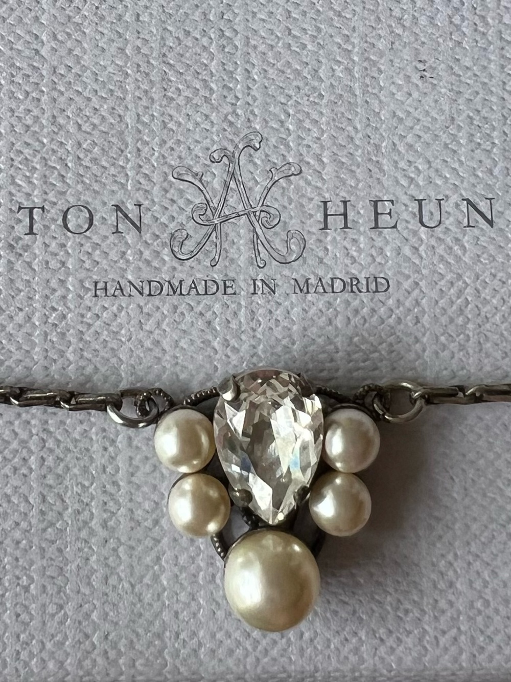 Pearl & Crystal Drop Necklace - White
